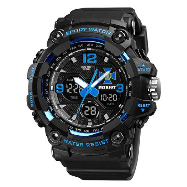 Часы наручные Patriot 006BUSBU СБУ Черные с синим + Коробка фото 3