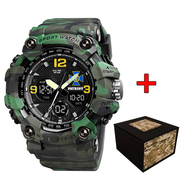 Часы наручные Patriot 006CMGRSBU СБУ Зеленый камуфляж + Коробка фото 1