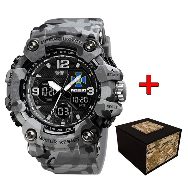 Часы наручные Patriot 006CMGYSBU СБУ Серый камуфляж + Коробка фото 1