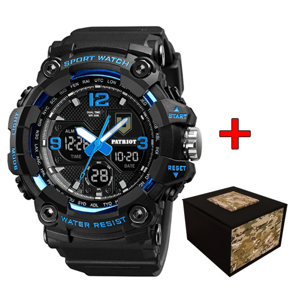 Часы наручные Patriot 006BUTRO ТРО Черные с синим + Коробка фото 1