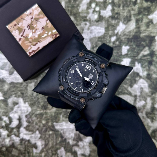 Годинник наручний Patriot 006BKUASI Тризуб срібло Чорні + Коробка. фото 4