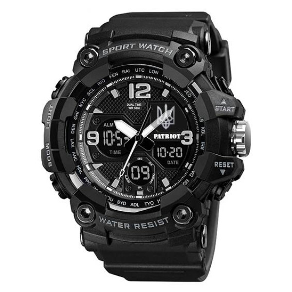 Годинник наручний Patriot 006BKUASI Тризуб срібло Чорні + Коробка. фото 7