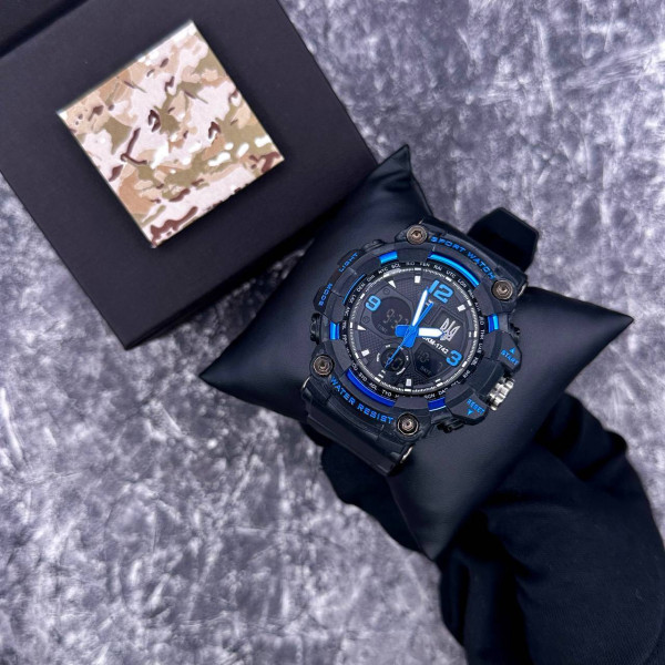 Часы наручные Patriot 006BUUASI Трезубец серебро Черные с синим + Коробка. фото 3