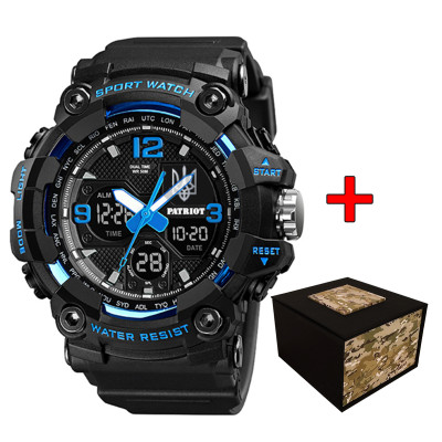 Patriot 006BUUASI Трезубец серебро Черные с синим + Коробка.