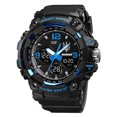 Patriot 006BUUASI Трезубец серебро Черные с синим + Коробка.