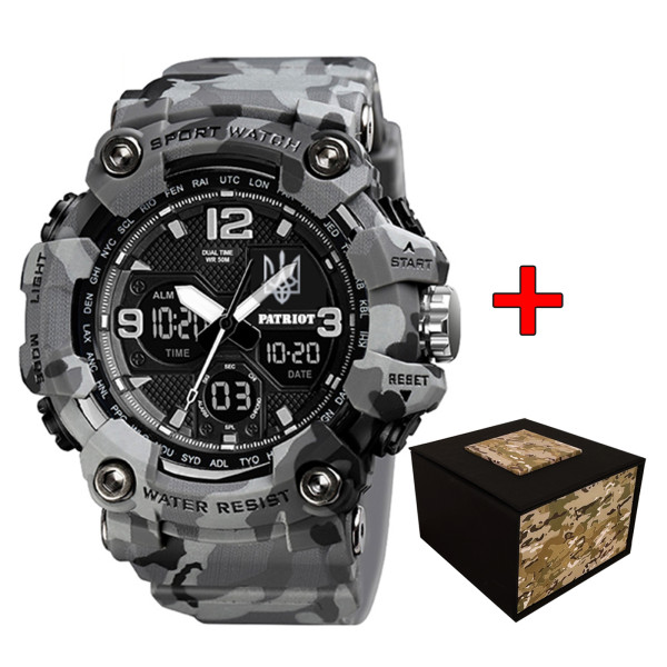Годинник наручний Patriot 006CMGYUASI Тризуб срібло Сірий камуфляж + Коробка. фото 1
