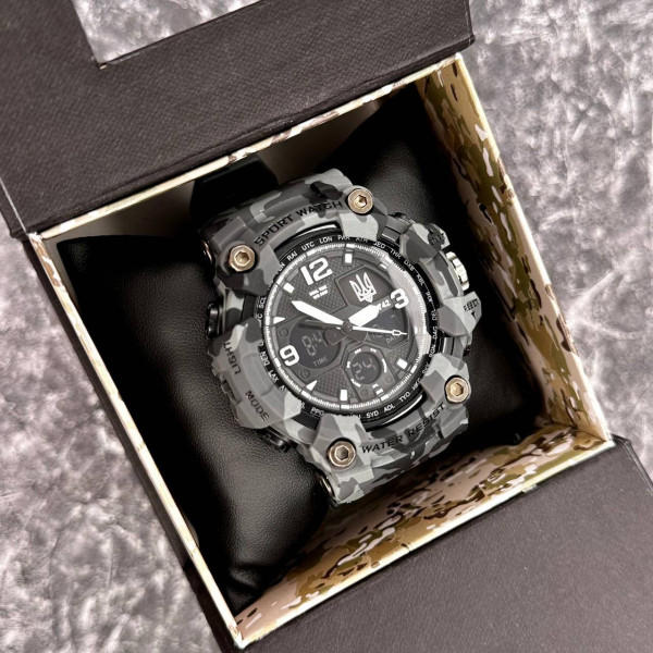 Годинник наручний Patriot 006CMGYUASI Тризуб срібло Сірий камуфляж + Коробка. фото 4