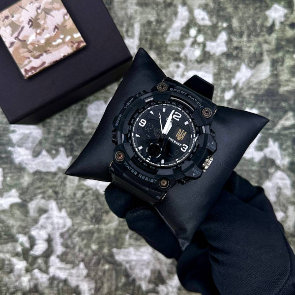 Часы наручные Patriot 006BKUAGD Трезубец золото Черные + Коробка. фото 5