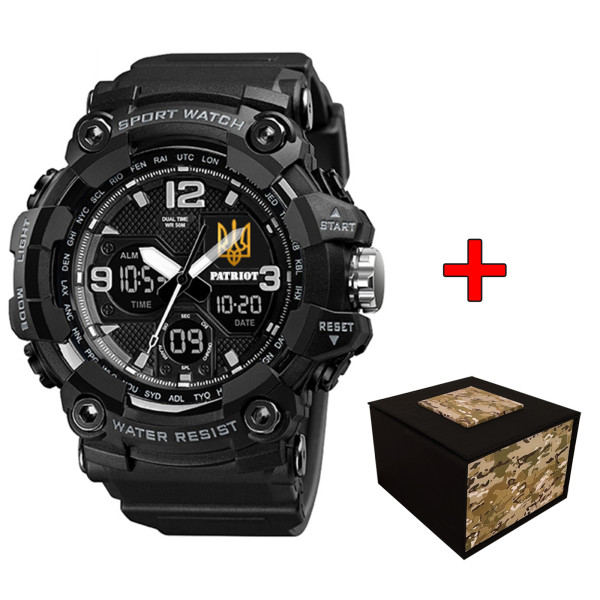 Часы наручные Patriot 006BKUAGD Трезубец золото Черные + Коробка. фото 1