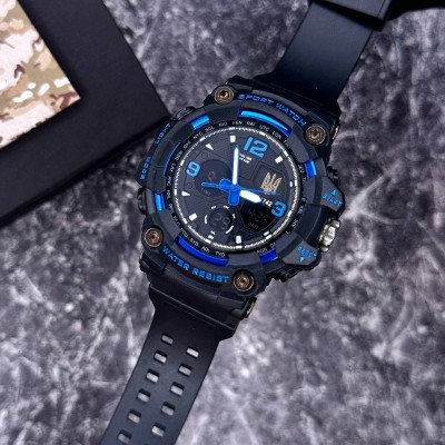 Patriot 006BUUAGD Трезубец золото Черные с синим + Коробка.