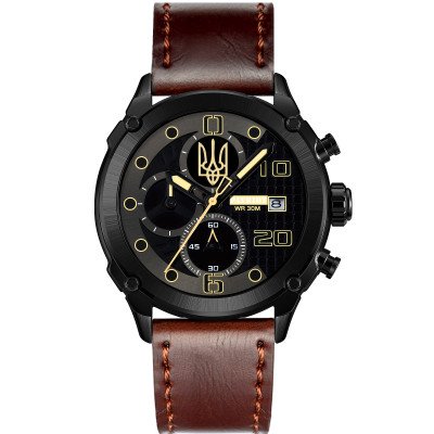 Patriot 016BKBR Тризуб золото Чорні Кор. ремінець + Коробка