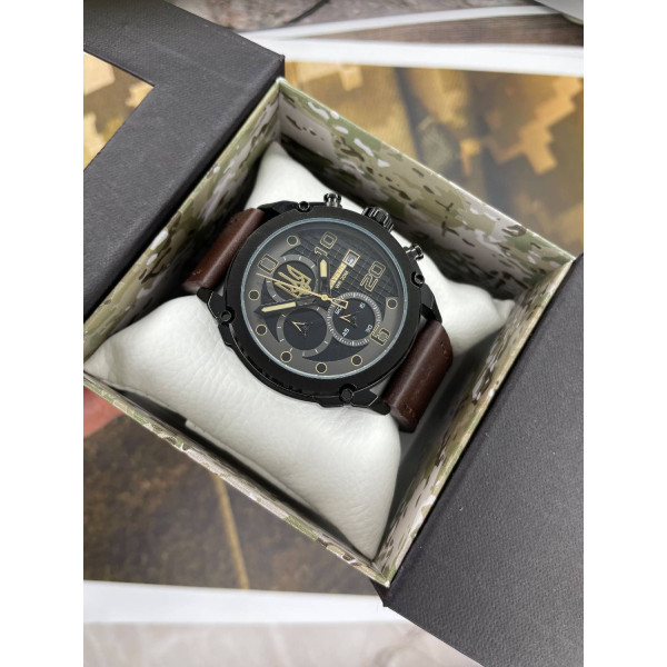 Годинник наручний Patriot 016BKBR Тризуб золото Чорні Кор. ремінець + Коробка фото 3