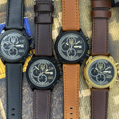 Patriot 016BKBR Тризуб золото Чорні Кор. ремінець + Коробка