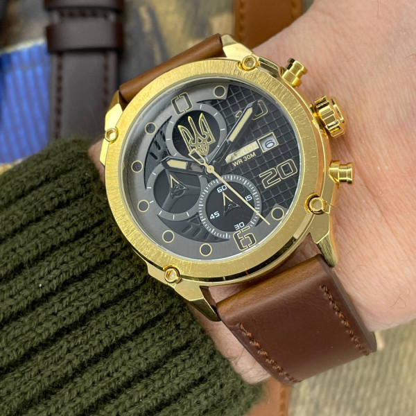 Часы наручные Patriot 016BKGD Трезубец золото Золото-Черные + Коробка фото 3