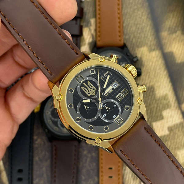 Часы наручные Patriot 016BKGD Трезубец золото Золото-Черные + Коробка фото 5