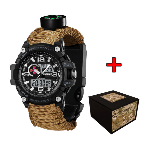 Годинник наручний Patriot 012BKSU ЗСУ Чорні Паракордовий ремінець Khaki + Коробка фото 1