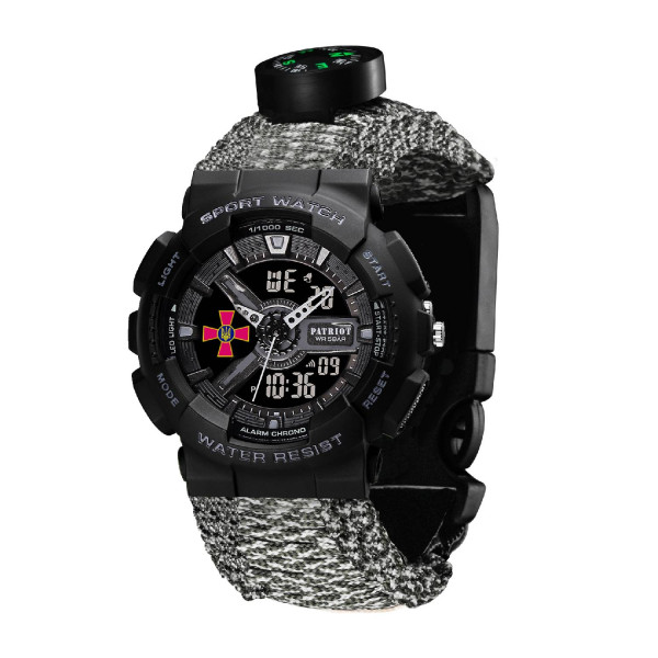 Часы наручные Patriot 005BKSU ВСУ Черные Паракордовый ремешок ACU + Коробка фото 7