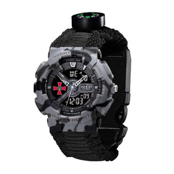 Часы наручные Patriot 005CMGYSU ВСУ Серый камуфляж Паракордовый ремешок Black + Коробка фото 3