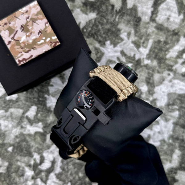 Часы наручные Patriot 005CMGRSU ВСУ Зеленый камуфляж Паракордовый ремешок Khaki + Коробка. фото 5