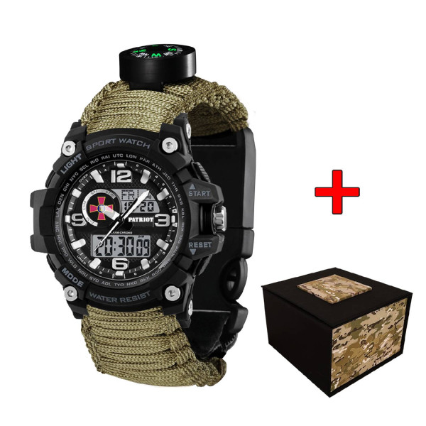 Часы наручные Patriot 012BKSU ВСУ Черные Паракордовый ремешок Army Green + Коробка фото 1