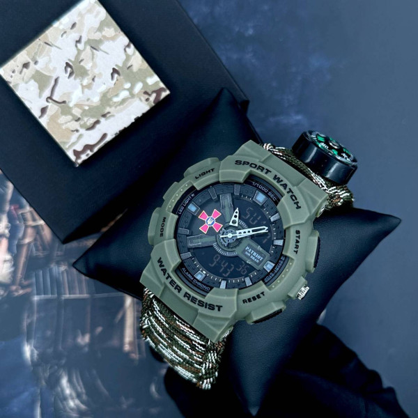 Часы наручные Patriot 005AGSU ВСУ Паракордовый ремешок Camo Green + Коробка фото 4