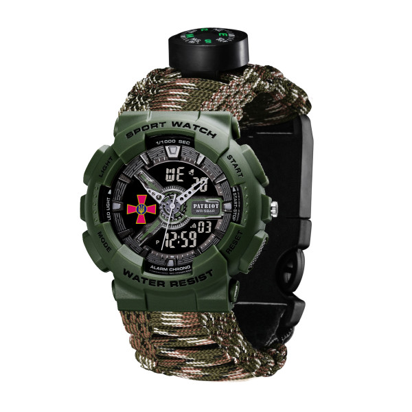 Годинник наручний Patriot 005AGSU ЗСУ Паракордовий ремінець Camo Green + Коробка фото 7