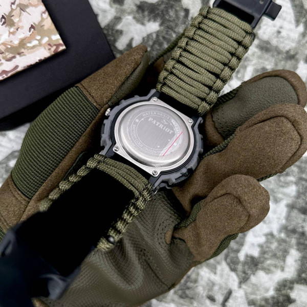 Часы наручные Patriot 005CMGYSU ВСУ Серый камуфляж Паракордовый ремешок Army Green + Коробка фото 6