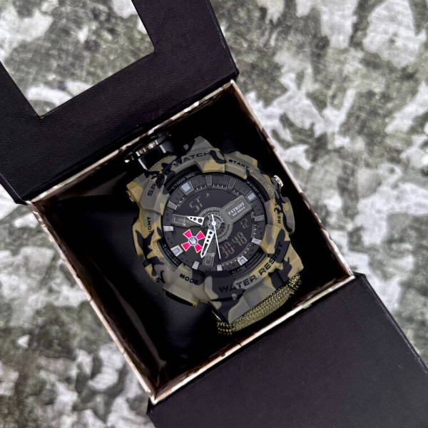 Часы наручные Patriot 005CMGRSU ВСУ Зеленый камуфляж Паракордовый ремешок Army Green + Коробка. фото 5