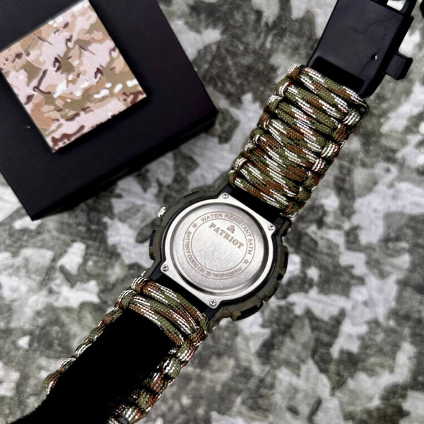 Часы наручные Patriot 005CMGRSU ВСУ Зеленый камуфляж Паракордовый ремешок Camo Green + Коробка. фото 6