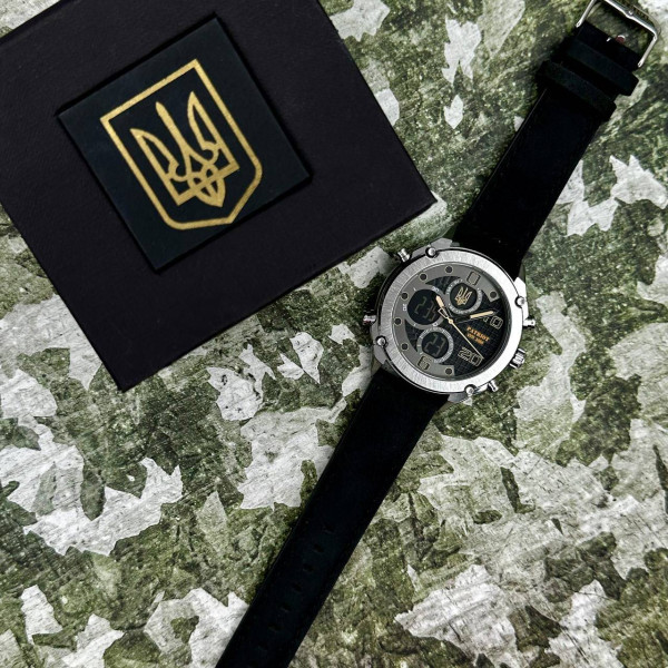 Годинник наручний Patriot 017SIBK Тризуб золото Silver-Black фото 3