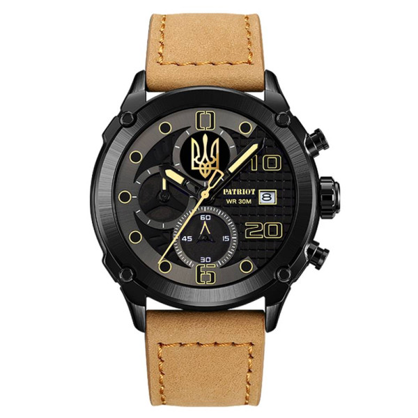 Годинник наручний Patriot 016 Black-Light Brown Тризуб золото фото 7