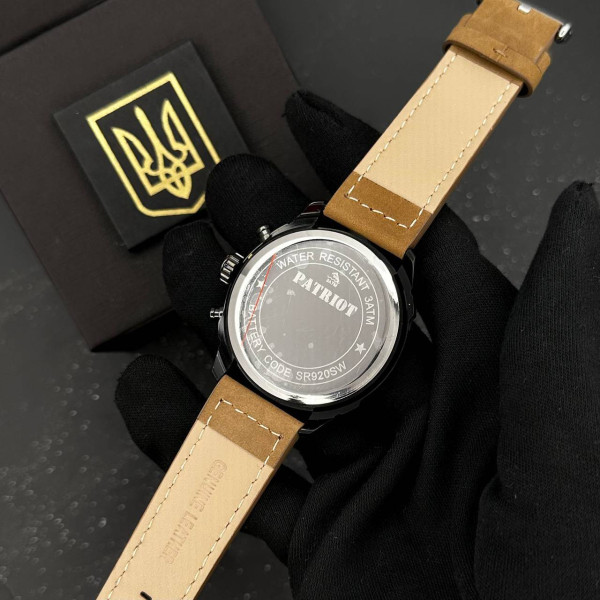 Годинник наручний Patriot 016 Black-Brown Тризуб золото фото 6