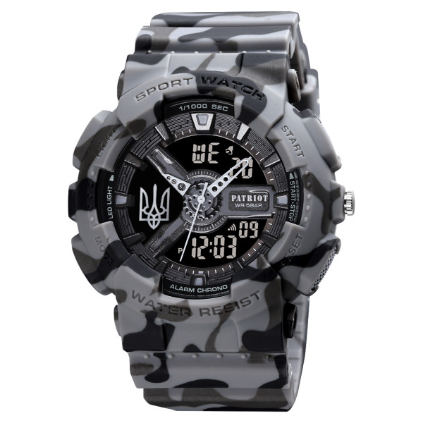 Часы наручные Patriot 005 Трезубец серебро Camo Grey + Коробка. фото 6