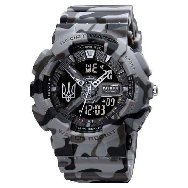 Годинник наручний Patriot 005 Тризуб срібло Camo Grey + Коробка. фото 6