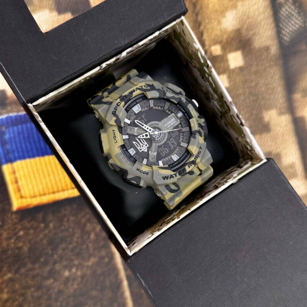Часы наручные Patriot 005 Трезубец серебро Camo Green + Коробка. фото 3
