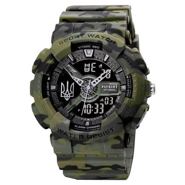Часы наручные Patriot 005 Трезубец серебро Camo Green + Коробка. фото 7