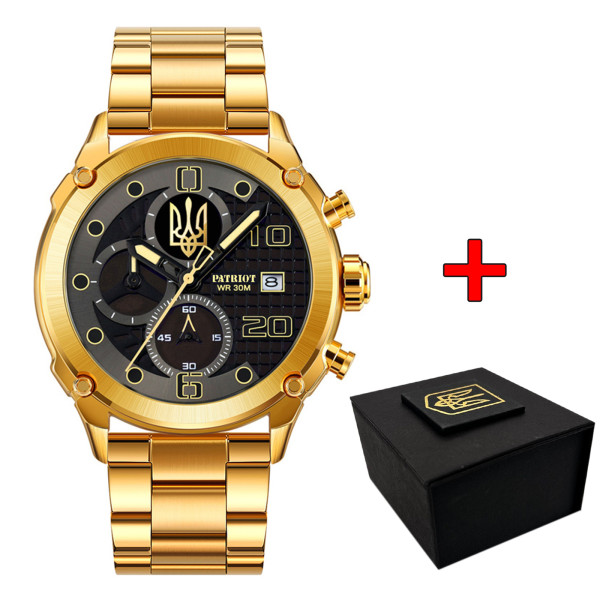 Годинник наручний Patriot 016 Тризуб золото Gold-Black Steel фото 1