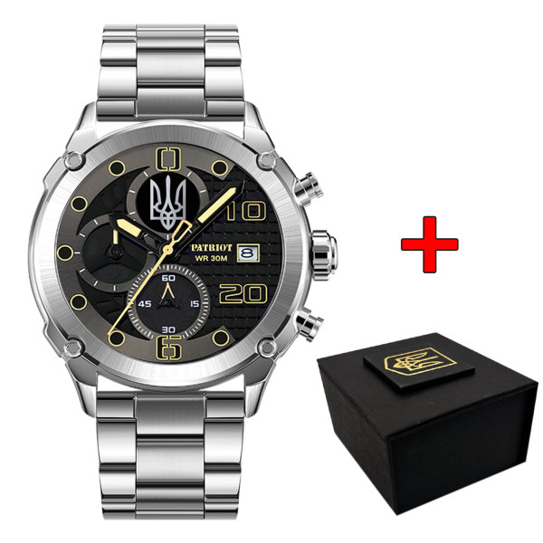 Часы наручные Patriot 016 Трезубец серебро Silver-Black Steel фото 1