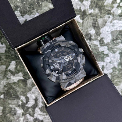 Patriot 005 Трезубец серебро Серый камуфляж Паракордовый ремешок Desert Camo + Короб