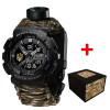 Годинник наручний Patriot 005 Тризуб золото Чорний Паракордовий ремінець Camo Green + Коробка фото 2