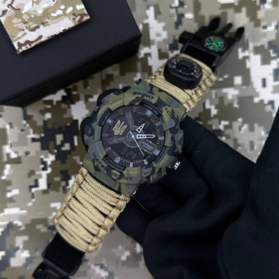 Patriot 005 Трезубец золото Camo Green Паракордовый ремешок Khaki + Коробка.