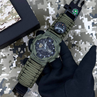 Patriot 005 Тризуб золото Army Green Паракордовий ремінець Army Green + Коробка.