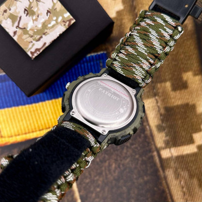 Patriot 005 Тризуб срібло Зелений камуфляж Паракордовий ремінець Camo Green + Коро
