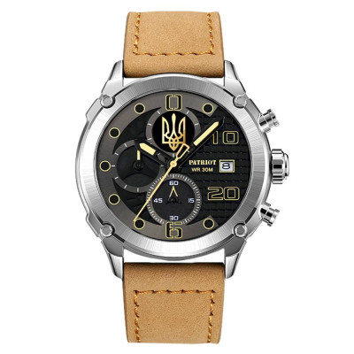 Годинник наручний Patriot 016 Тризуб золото Silver Light Brown