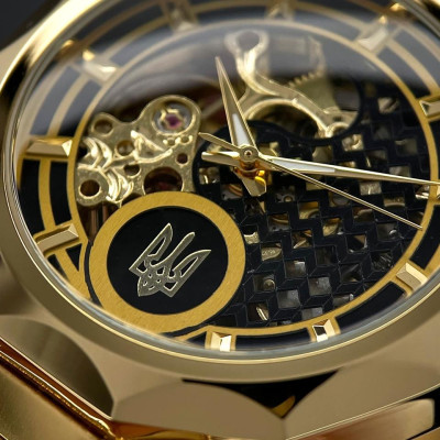 Годинник наручний Ukrwatch 024GD Тризуб золото Gold