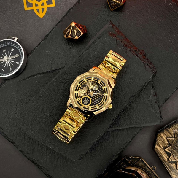 Часы наручные Ukrwatch 024GD Трезубец золото Gold фото 11