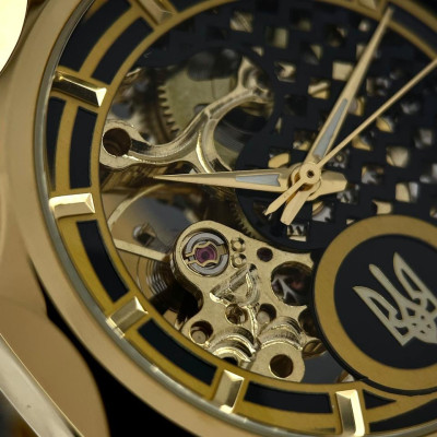 Годинник наручний Ukrwatch 024GD Тризуб золото Gold