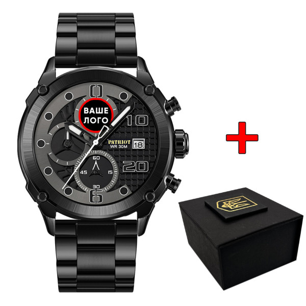 Часы наручные Patriot 016 Ваше Лого Black-Black Steel фото 1