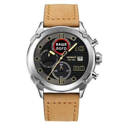 Годинник наручний Patriot 016 Ваше Лого Silver Light Brown