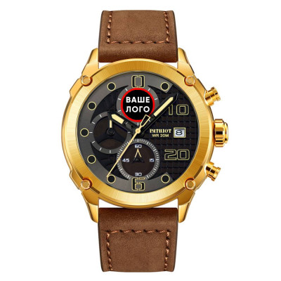 Годинник наручний Patriot 016 Ваше Лого Gold-Black-Brown